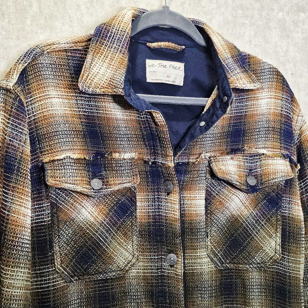 Free People Anneli Plaid Ombre Tweed Shirt Oversized Shacket - Picture 3 of 8